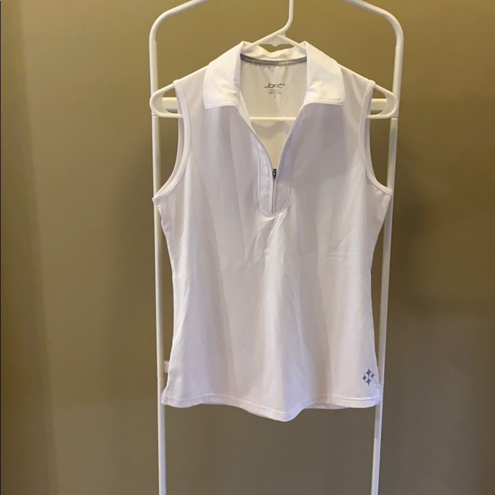Jofit Classic White Zip Tank Top Also great for Equestrian’s